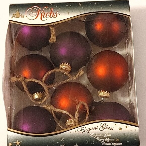 ELEGANT GLASS KREBS Ornament Lot of 3 boxes Swirl Ornament Bulb Ornament Matte - Picture 4 of 9